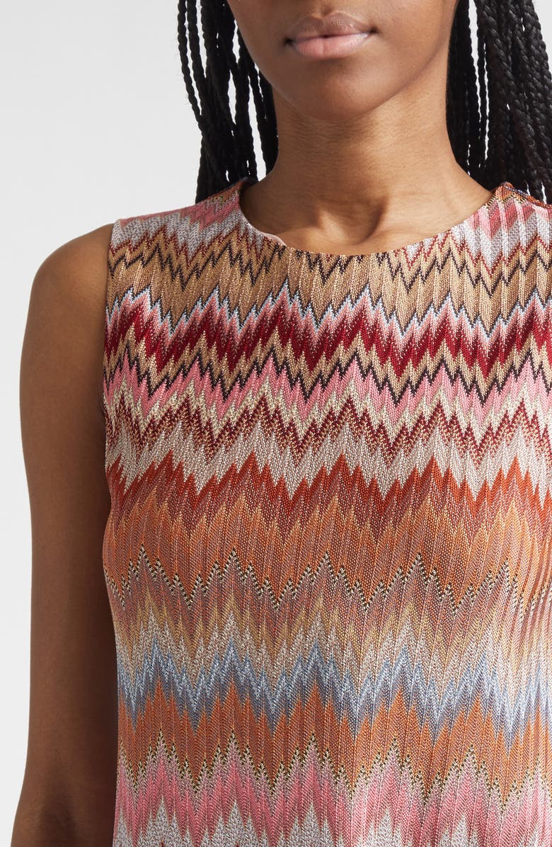 Missoni Chevron Stripe Sleeveless Knit Minidress, Alternate, color, Multi Green Camel White Pink