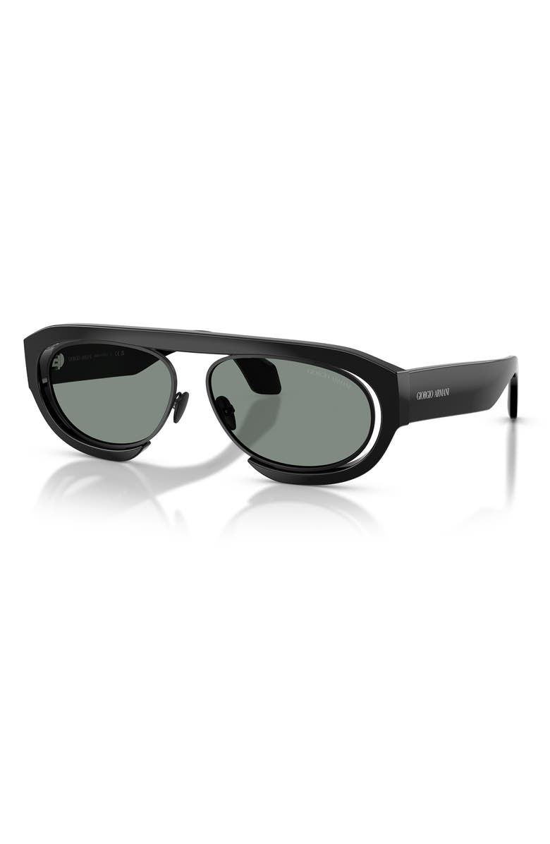 Giorgio Armani 57mm Oval Sunglasses, Alternate, color, Black/ Grey