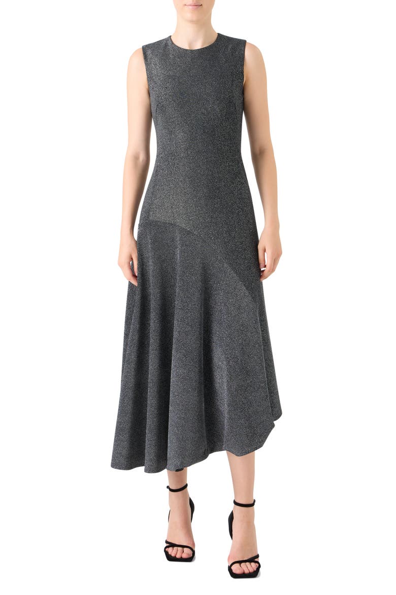 Asymmetric Metallic Knit Dress, Main, color, BRUSHED STEEL
