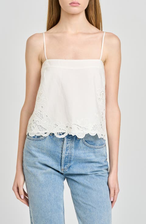 x Hannah Lovey Porter Lola Embroidered Detail Cotton Camisole (Nordstrom Exclusive)