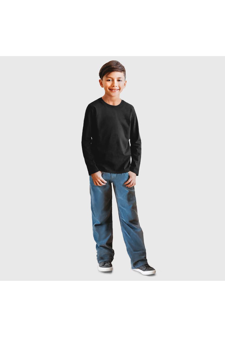 Boys Long Sleeve Soft 100% Cotton Jersey T-Shirt, Main, color, Black