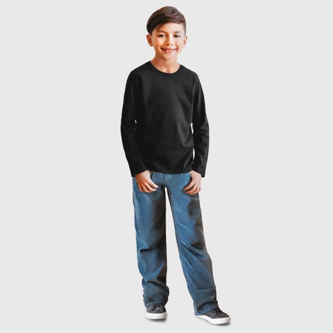 Boys Long Sleeve Soft 100% Cotton Jersey T-Shirt