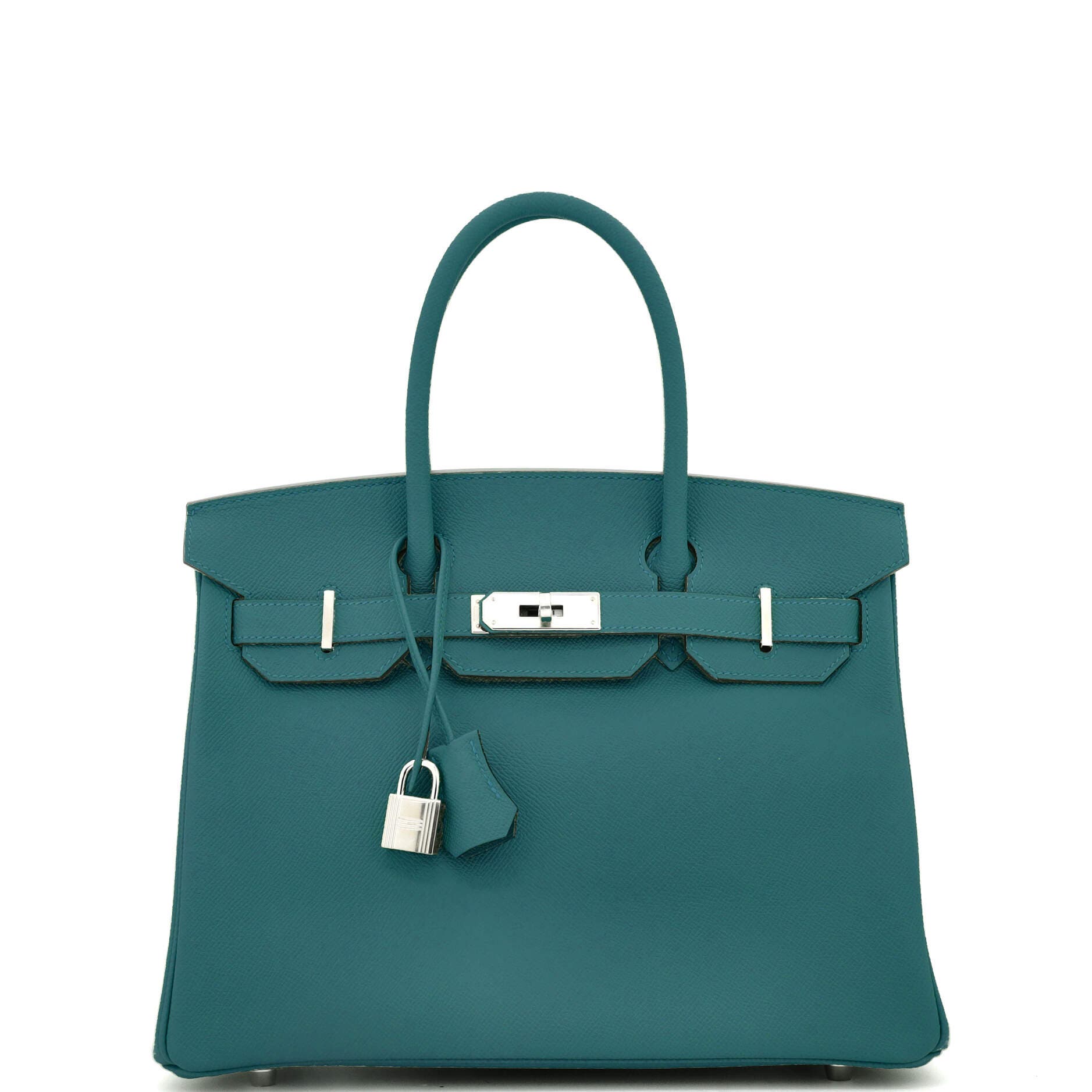 Pre-Owned Hermes Birkin Handbag Green Epsom with Palladium Hardware 30, Main, color, 