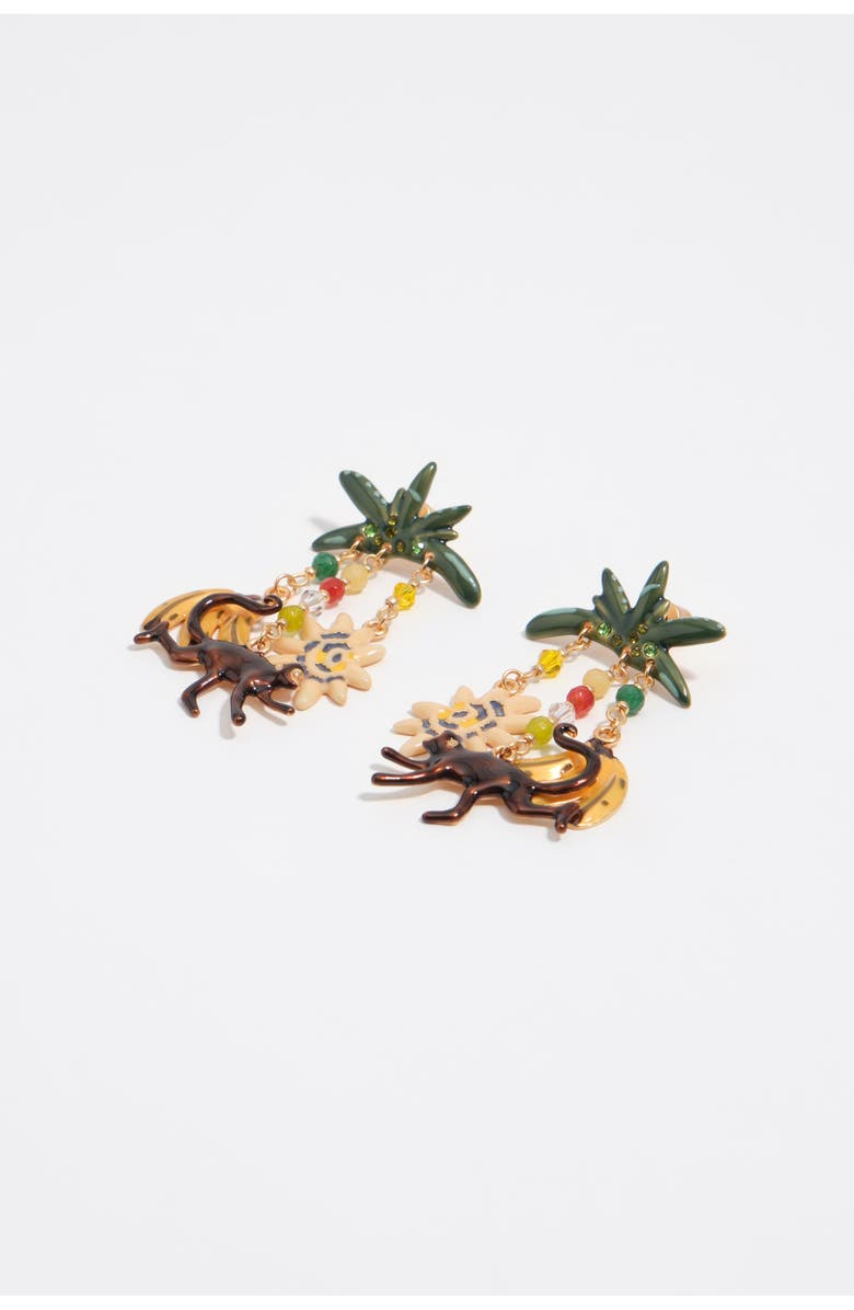 Bimba y Lola Monkeys And Bananas Earrings, Alternate, color, Brown