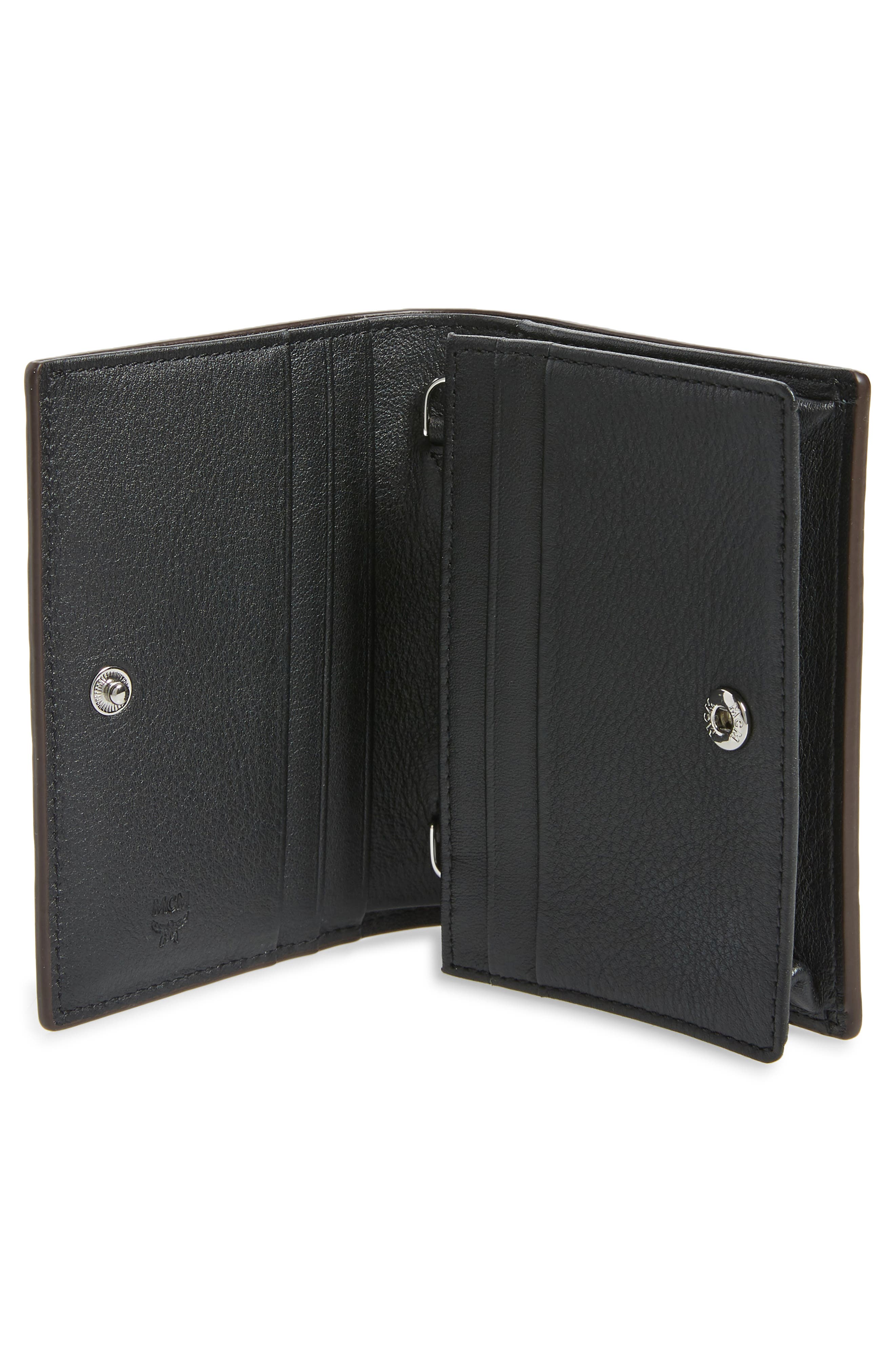 Klara Monogram Leather Wallet on a Chain, Alternate, color, BLACK