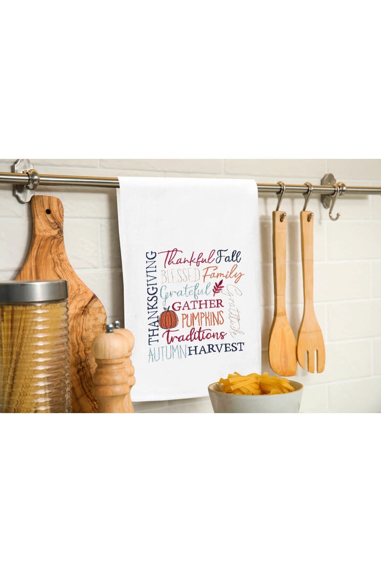 Fall Thankful Blessed Dishtowel, Alternate, color, White