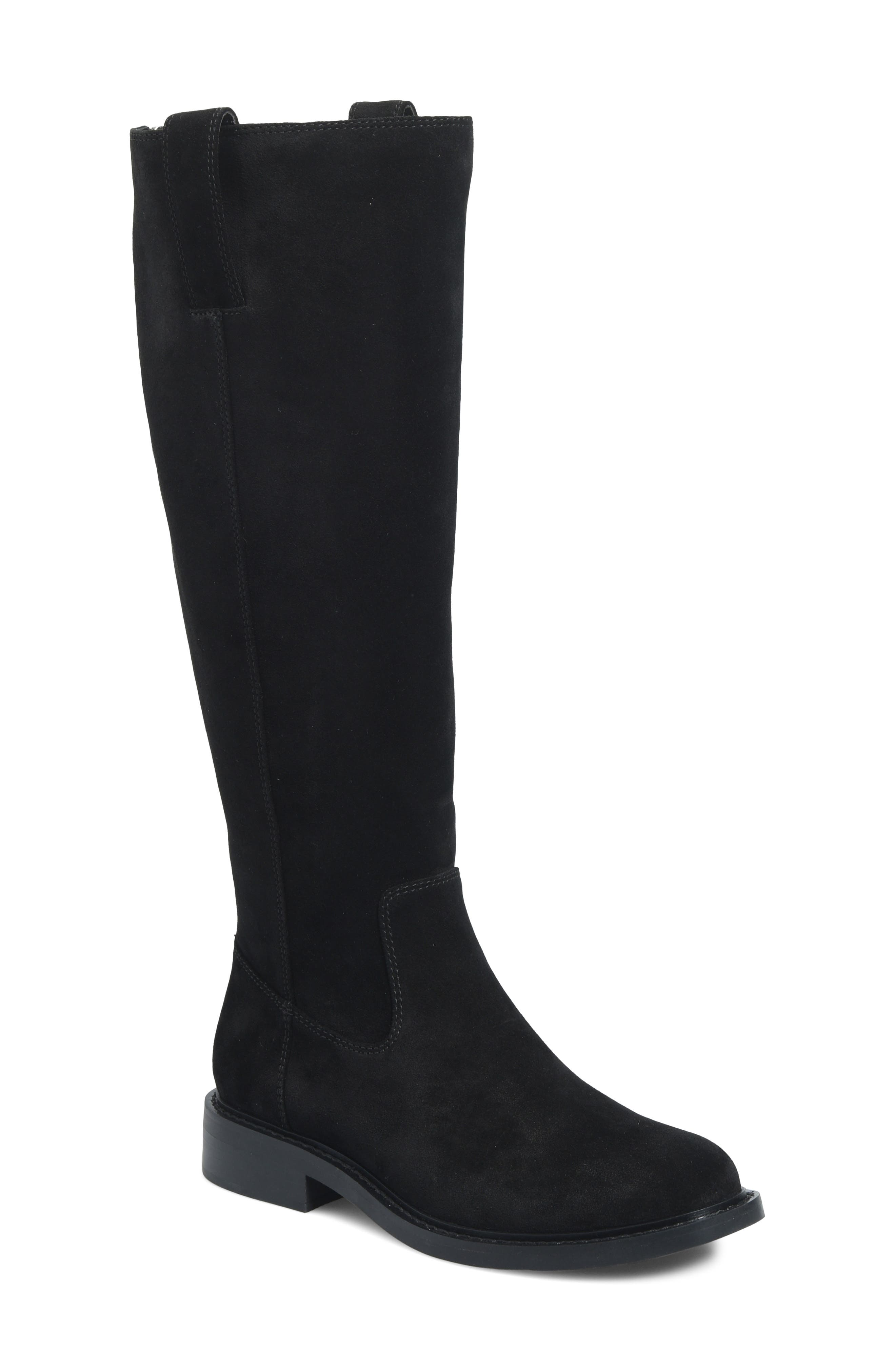 Samantha III Leather Knee High Boot, Main, color, BLACK NUBUCK