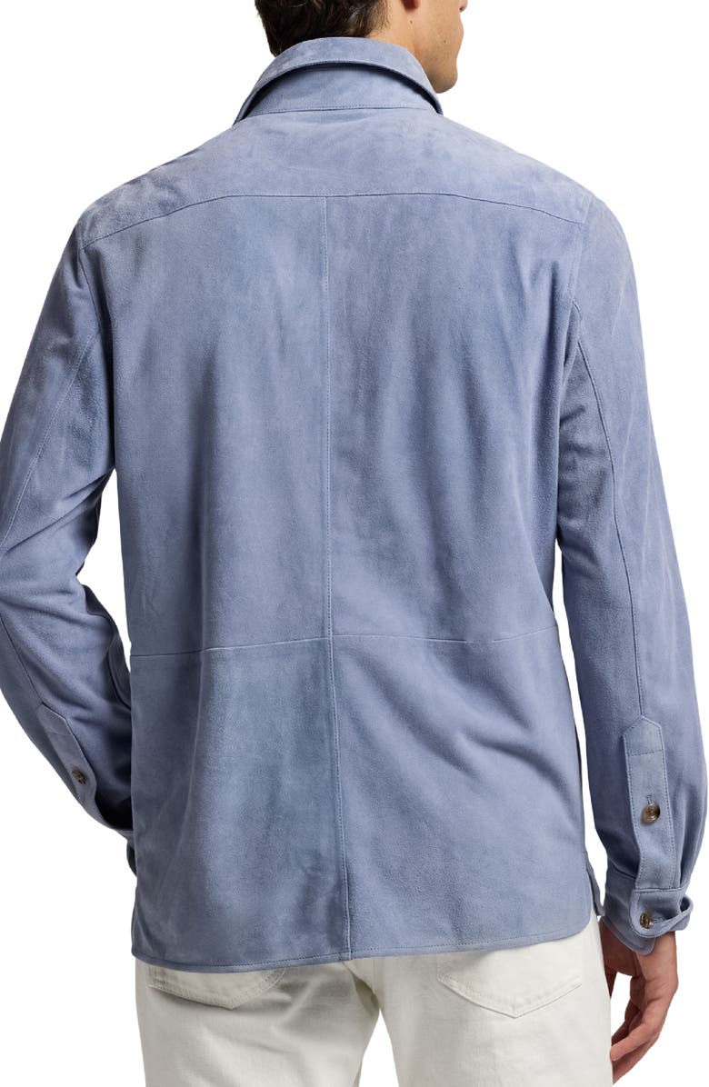 Ralph Lauren Purple Label Barron Lux Suede Shirt Jacket, Alternate, color, Soft Blue