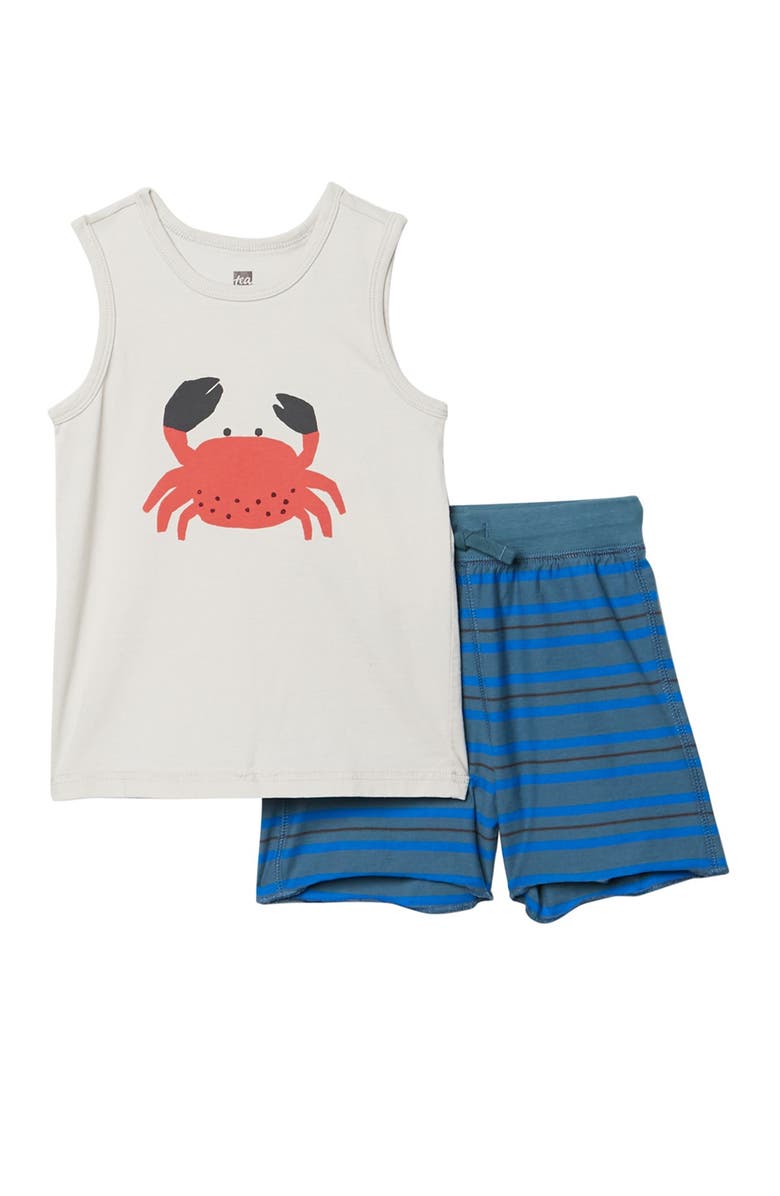 Tea Collection Crab Print Tank Top & Shorts 2-Piece Set, Main, color, 