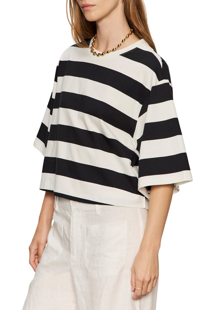 Sanctuary Belle Stripe Organic Cotton Top, Alternate, color, Ivory/ Black