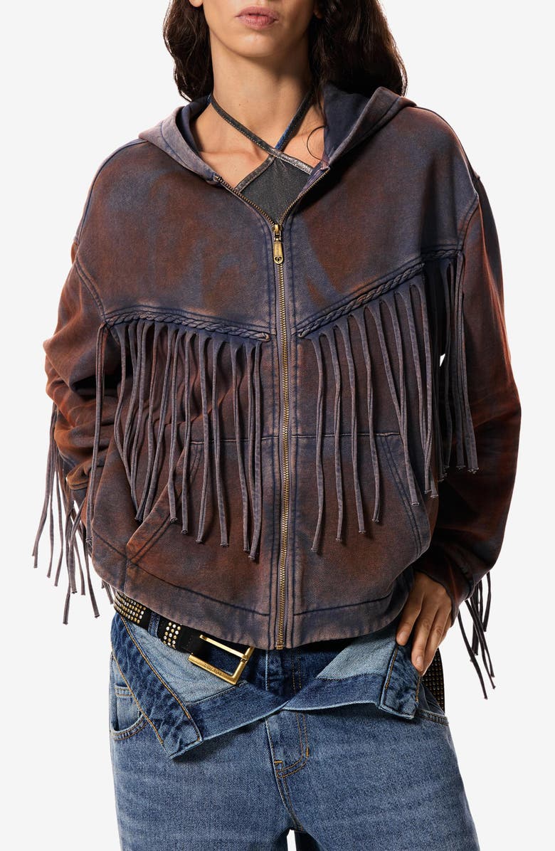 Desigual x Masha Popova Hooded Denim Jacket, Main, color, Navy Blue