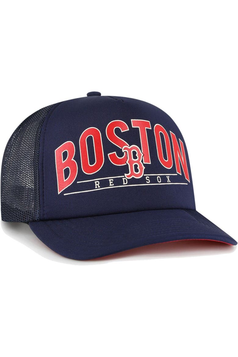 Men's '47 Navy Boston Red Sox Backhaul Foam Trucker Snapback Hat, Alternate, color, Navy