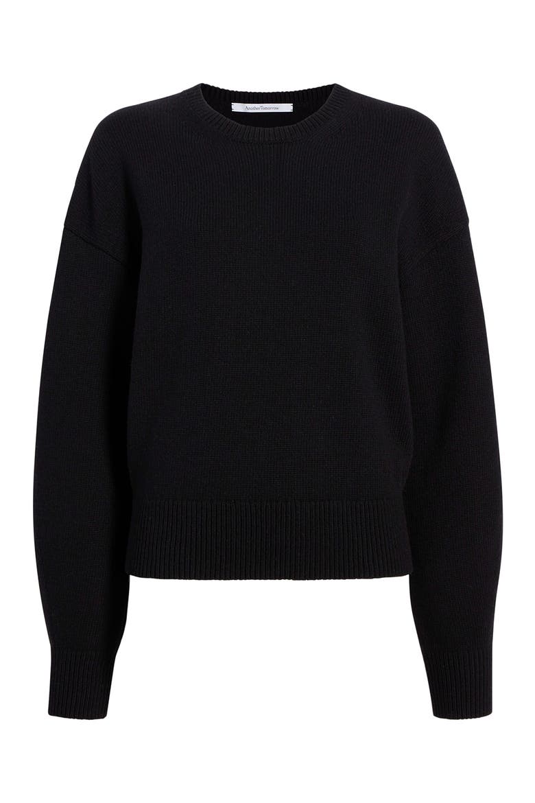 CASHMERE KNIT SWEATSHIRT, Alternate, color, BLACK