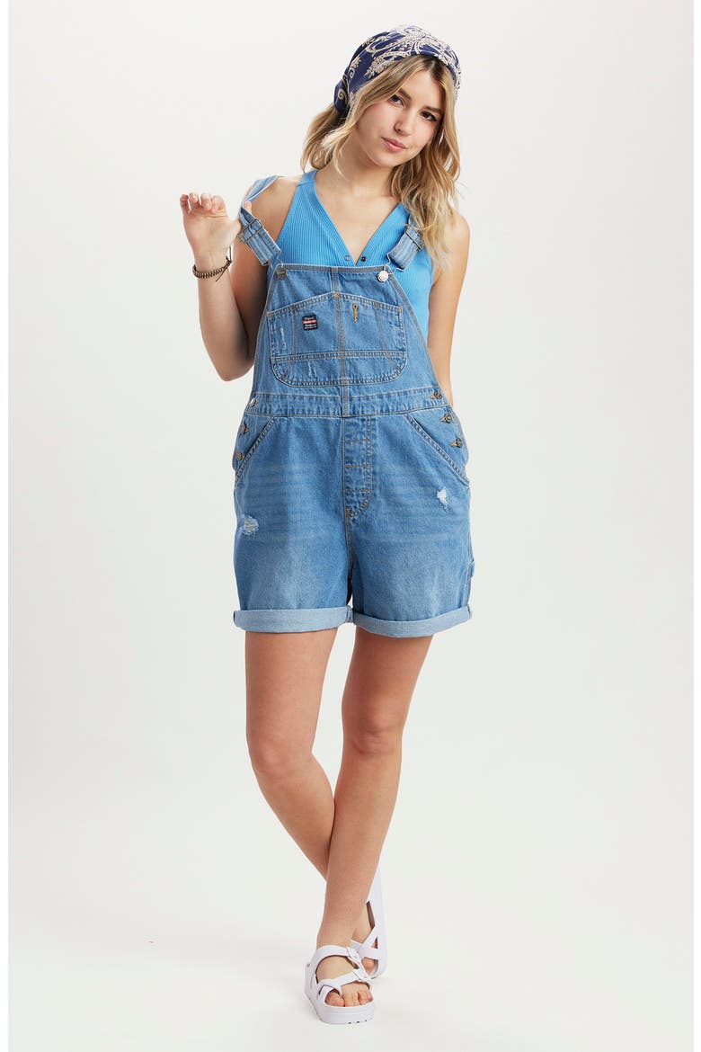 Mario Denim Shortalls, Alternate, color, COVE