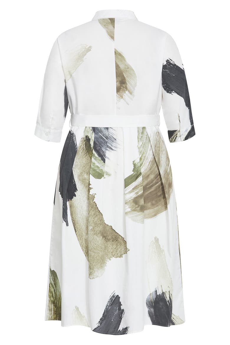 Angel Brushstroke Belted Cotton Shirtdress, Alternate, color, MUSE IVORY