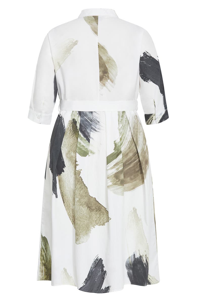City Chic Angel Brushstroke Belted Cotton Shirtdress, Alternate, color, 
