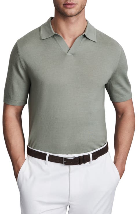 Duchie Johnny Collar Short Sleeve Wool Polo Sweater