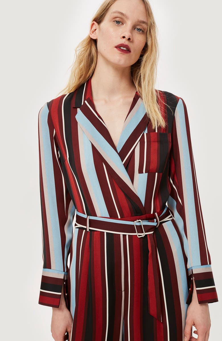 Topshop Stripe Jumpsuit, Alternate, color,