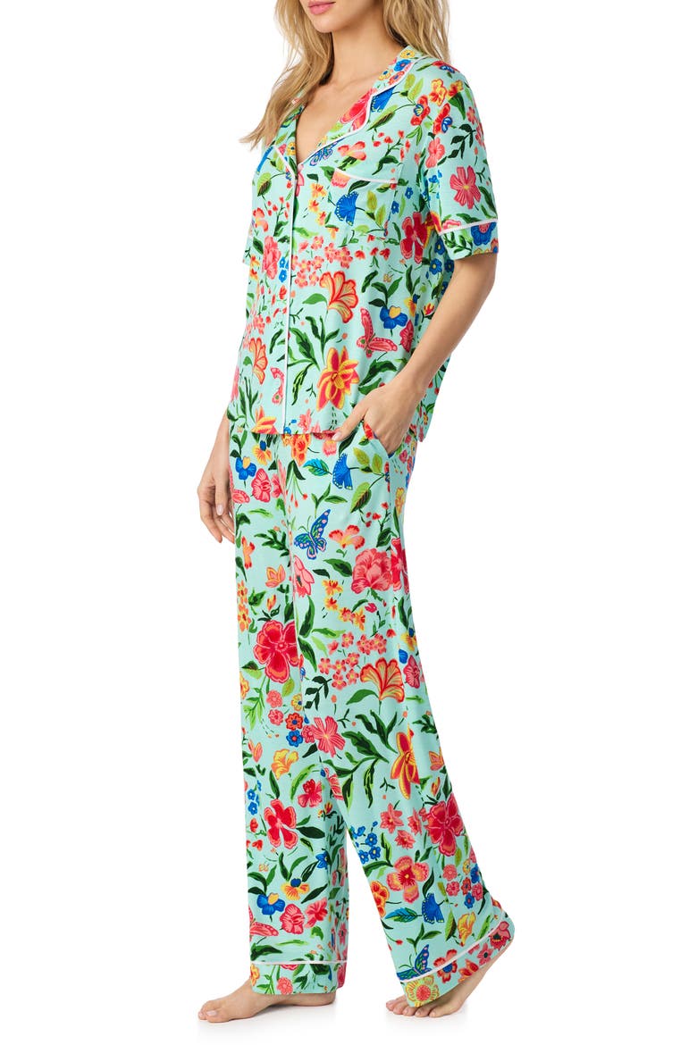 Print Long Pajamas, Alternate, color, TEAL/ PRINT