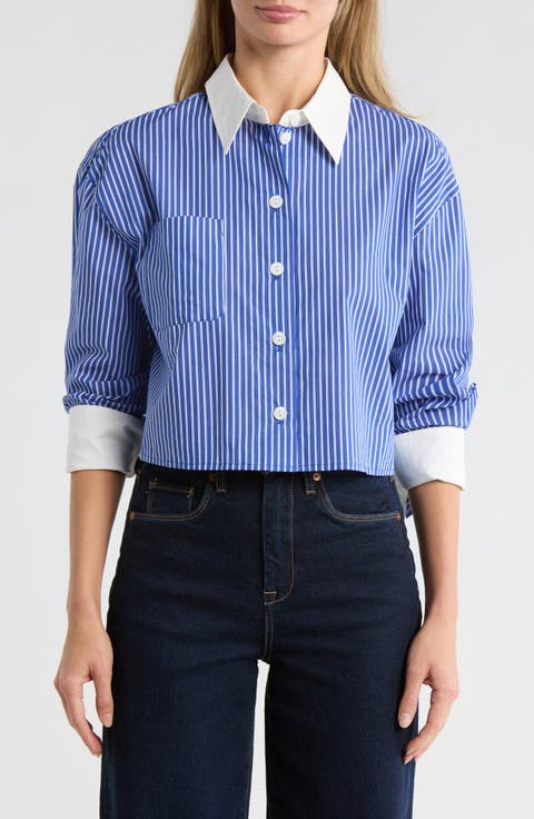 Anitra Stripe Crop Button-Up Shirt
