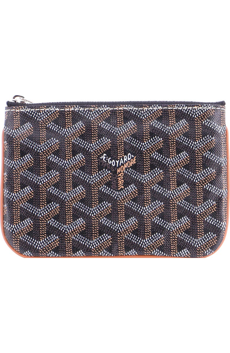 Pre-Owned Goyard Senat Zip Pouch Coated Canvas Mini, Main, color, Brown