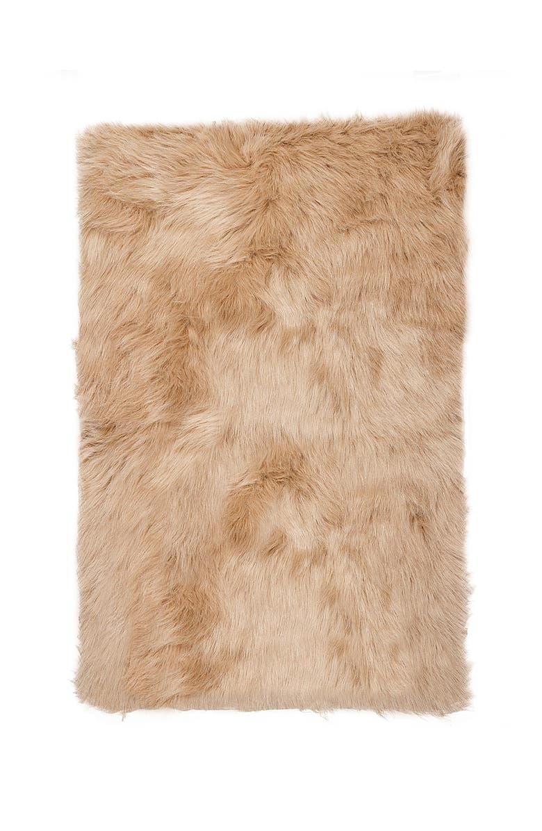 LUXE Hudson Faux Sheepskin Rug/Throw - Tan, Main, color,