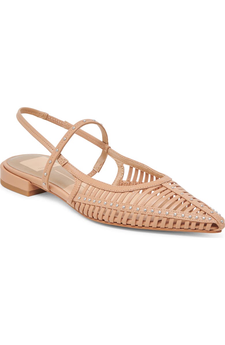 Dolce Vita Phinly Pointed Toe Slingback Flat, Main, color, Cafe Leather