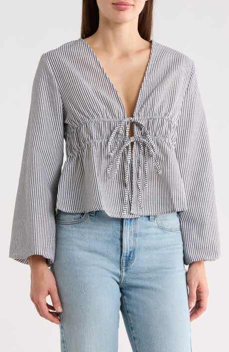 Forgotten Grace Stripe Tie Front Shirt