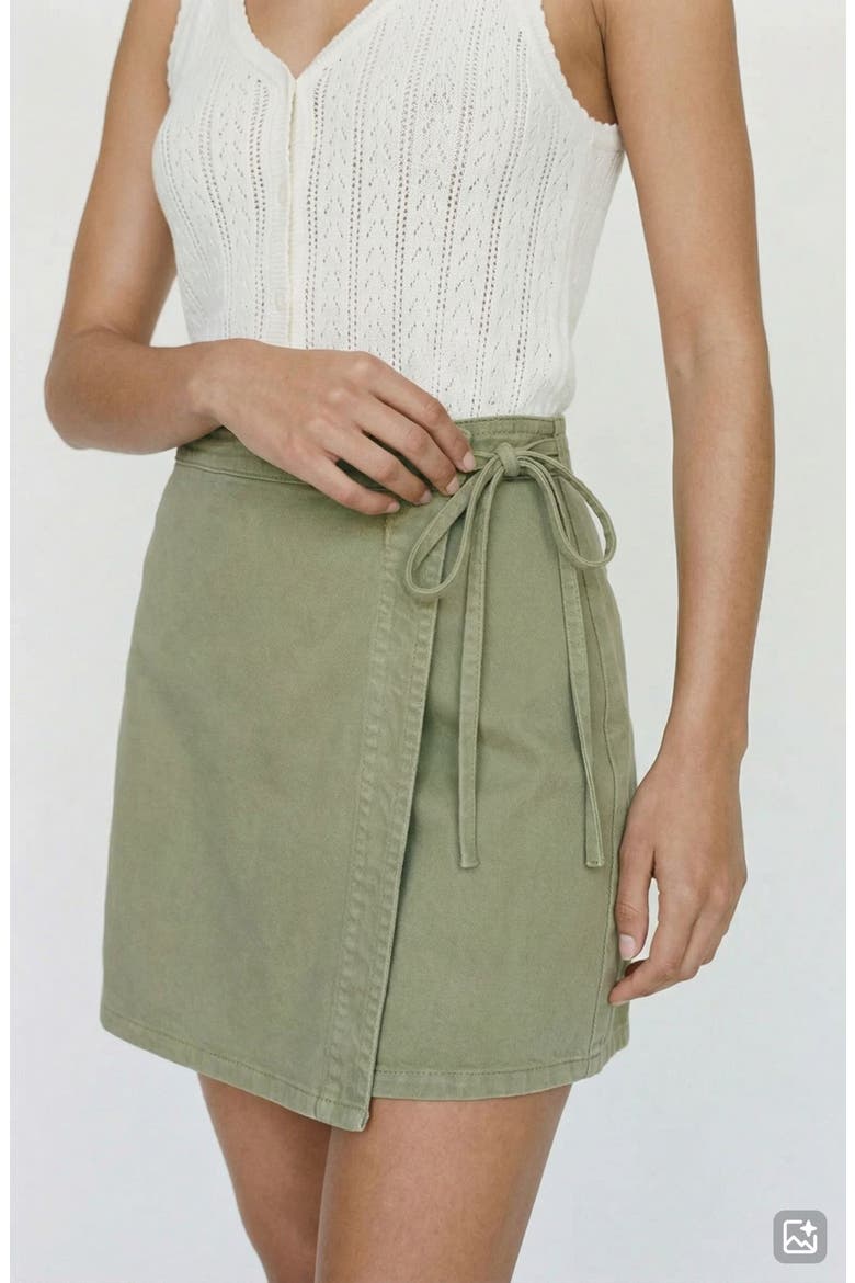 Liza Denim Wrap Miniskirt, Alternate, color, LAUREL WREATH DETAIL WASHED