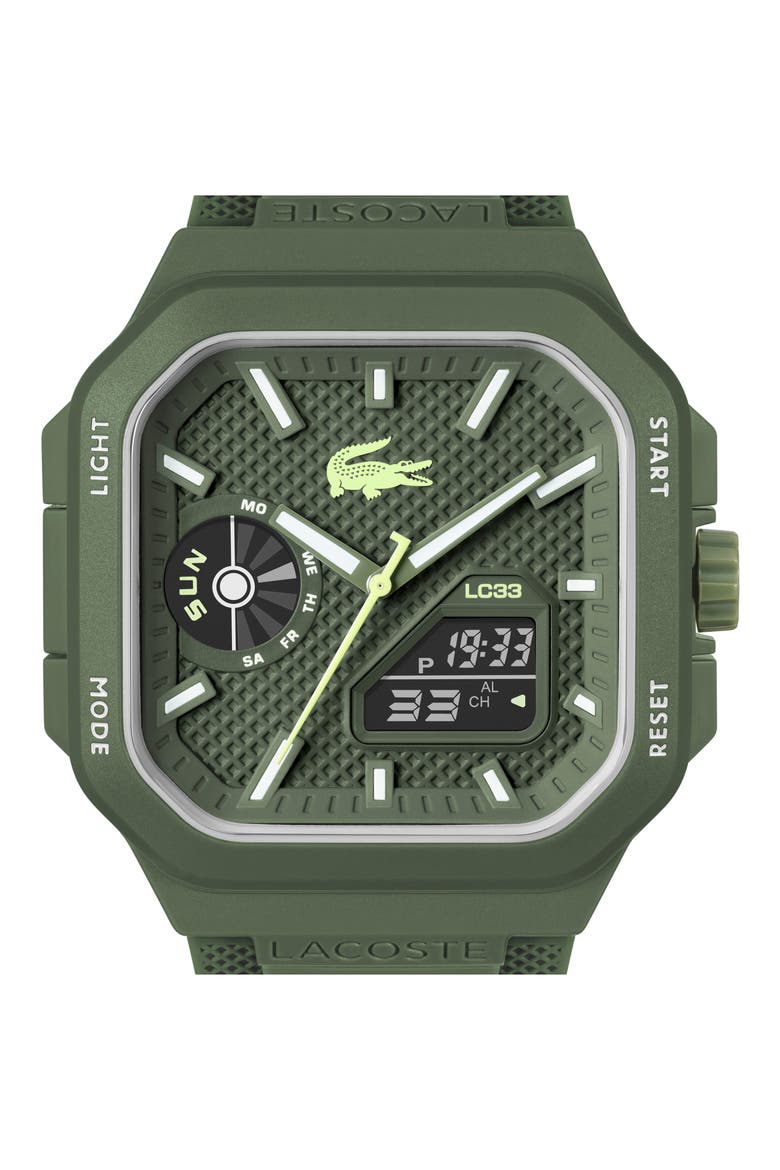 LC33 Ana-Digi Silicone Strap Watch, 44mm x 50mm, Alternate, color, KHAKI GREEN