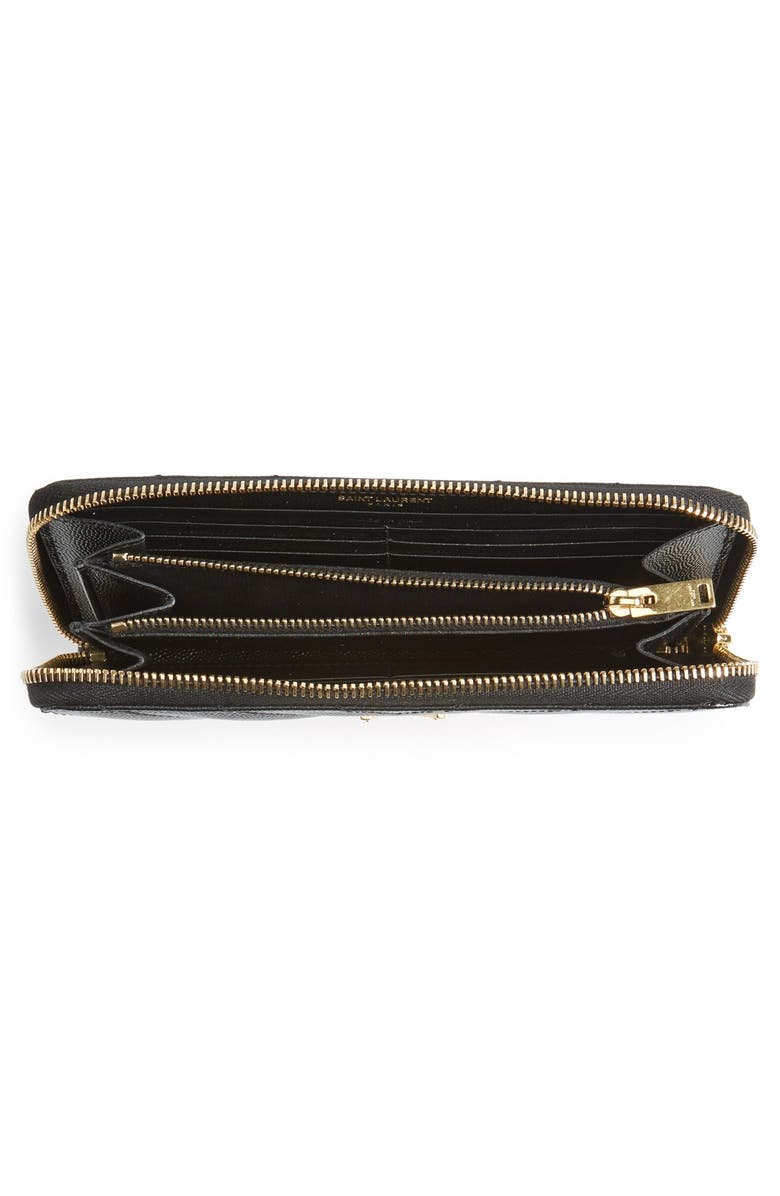Saint Laurent Monogram Quilted Leather Wallet, Alternate, color, 1000 Nero