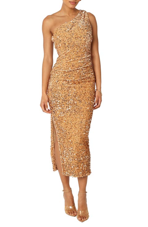 Kiki One Shoulder Sequin Midi Dress