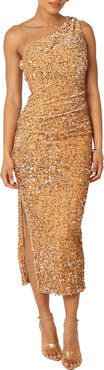 Petal & Pup Kiki One Shoulder Sequin Midi Dress