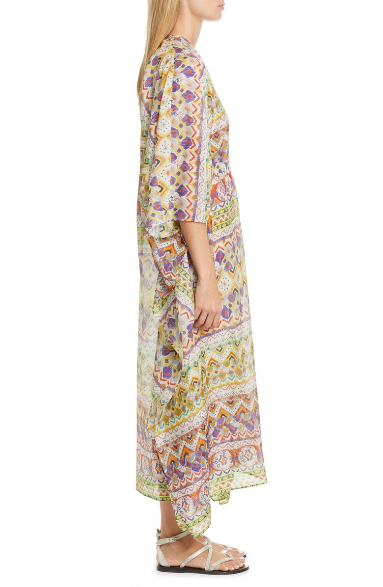 Etro Geo Print Cotton & Silk Caftan Dress, Alternate, color, 