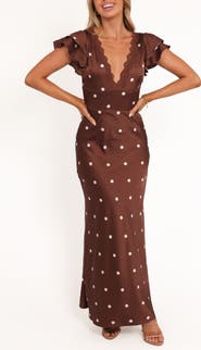 Petal & Pup Arella Dot Satin Maxi Dress
