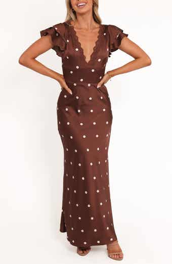 Petal & Pup Arella Dot Satin Maxi Dress