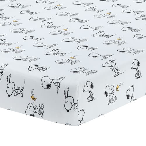 Lambs & Ivy Classic Snoopy 100% Cotton Fitted Baby Crib Sheet In White