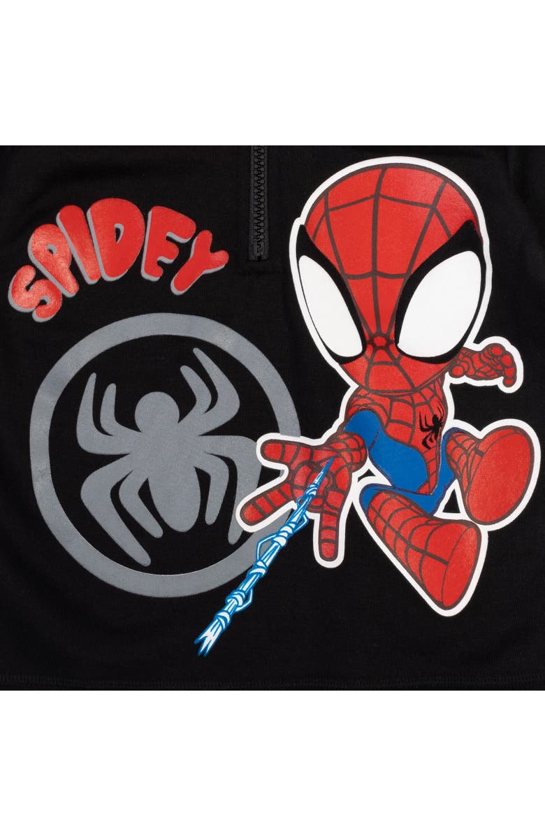 Marvel Spidey and His Amazing Friends Half Zip Hoodie, Alternate, color, Spider-Man Black