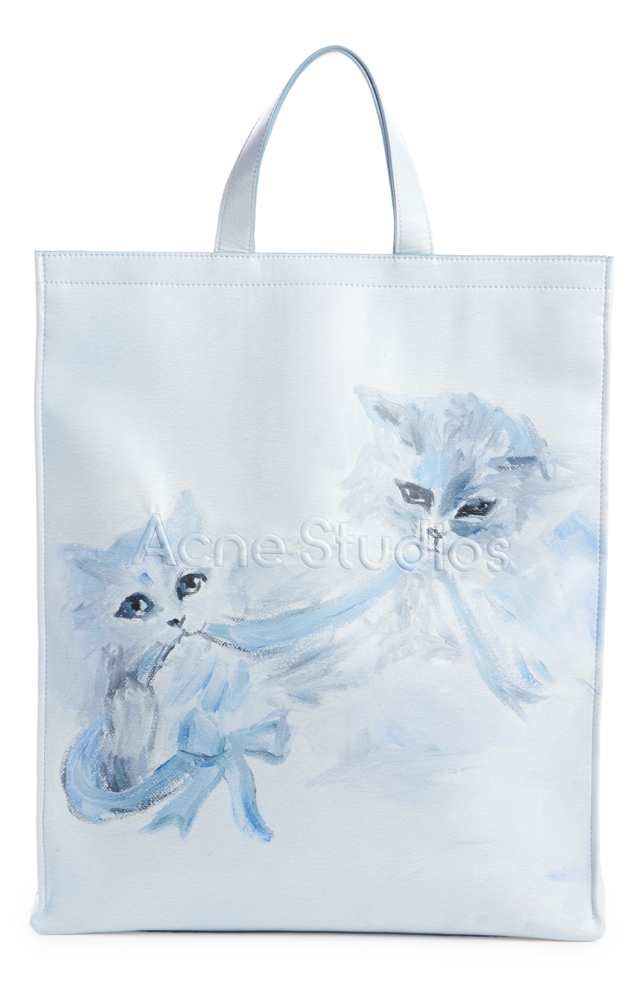 Acne Studios x Karen Kilimnik Cat Print North/South Shopper, Main, color, 