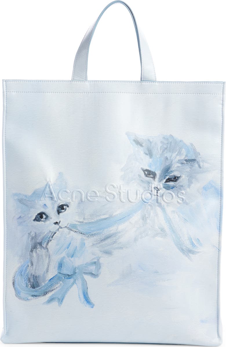 Acne Studios x Karen Kilimnik Cat Print North/South Shopper, Main, color,
