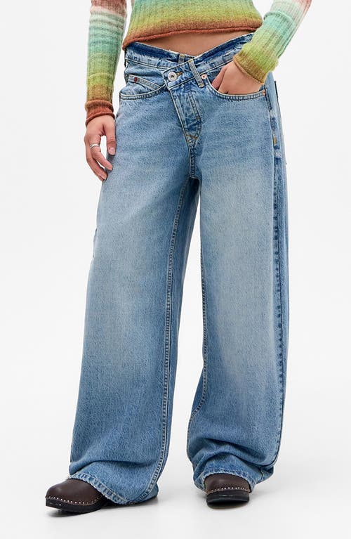 Bdg Urban Outfitters Jaya Crossover Waist Baggy Wide Leg Jeans In Blue