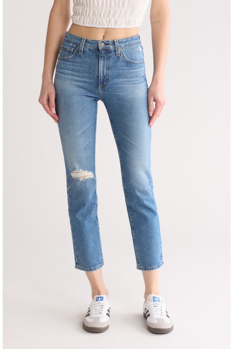 Isabelle High Waist Ankle Straight Leg Jeans, Main, color, 18 YEARS POPLAR