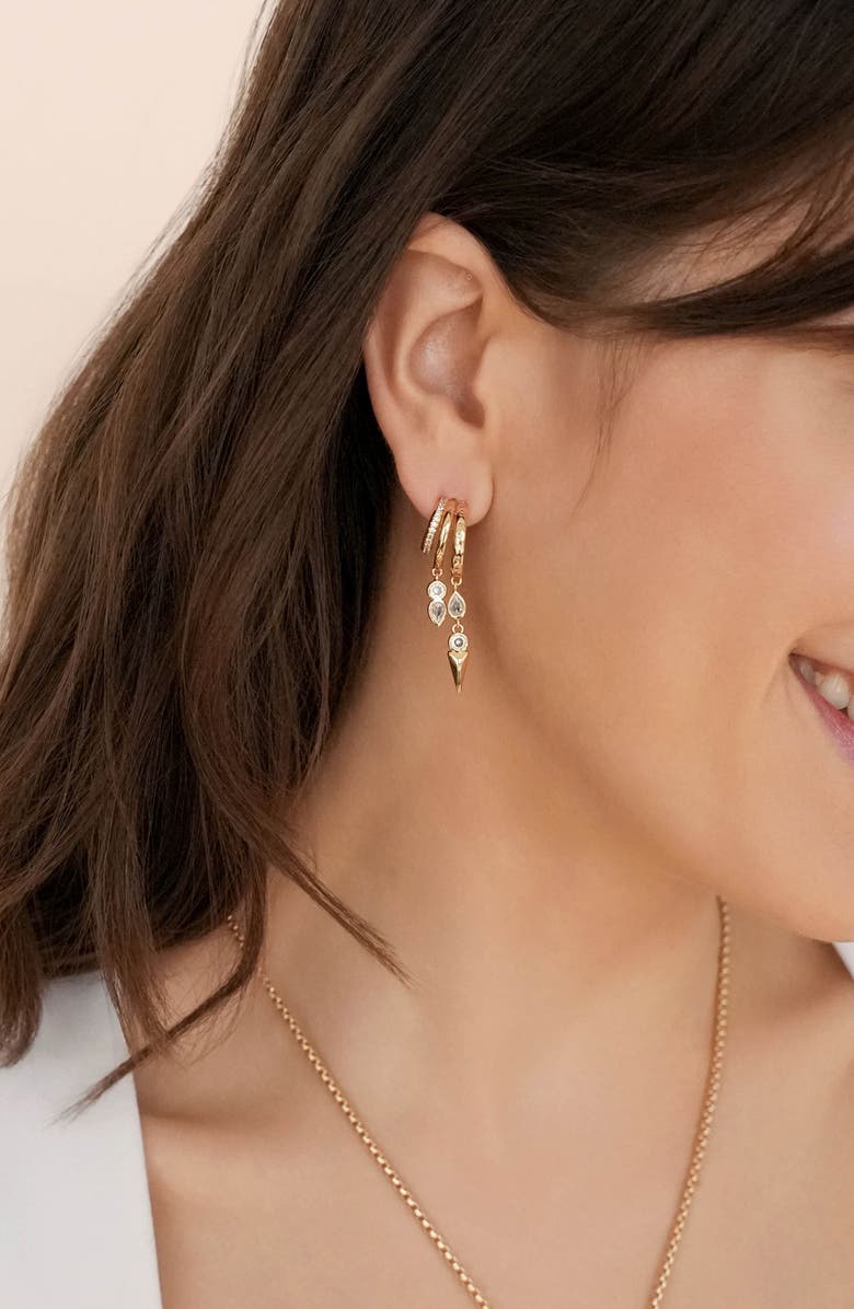 Ettika Icon Behavior Cubic Zirconia Drop Earrings, Alternate, color, Gold