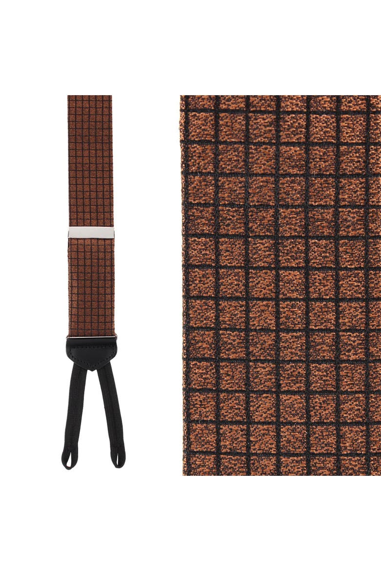 Bradford Neat Square Silk Formal End Suspenders, Main, color, Brown