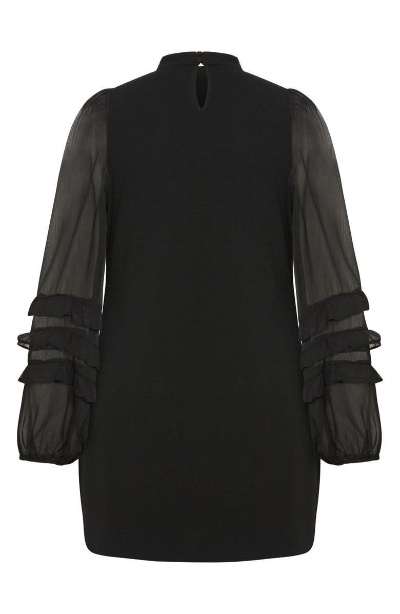 City Chic Indiana Ruffle Long Sleeve Shift Dress, Alternate, color, 