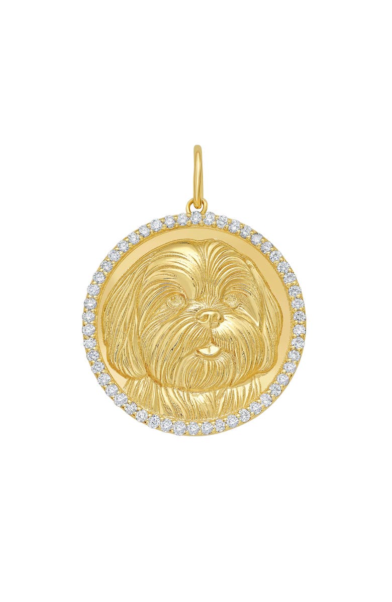 Lionheart 14K Gold Shih Tzu Diamond Dog Border Medallion Charm, Main, color, Yellow Gold