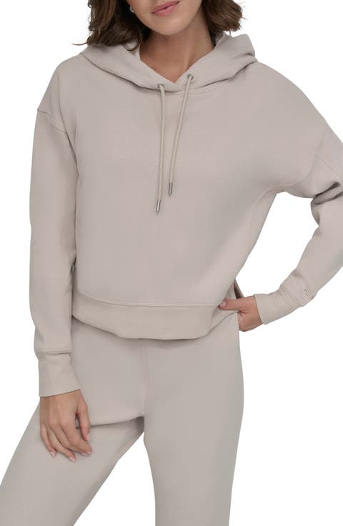 Embroidered Logo Fleece Crop Hoodie