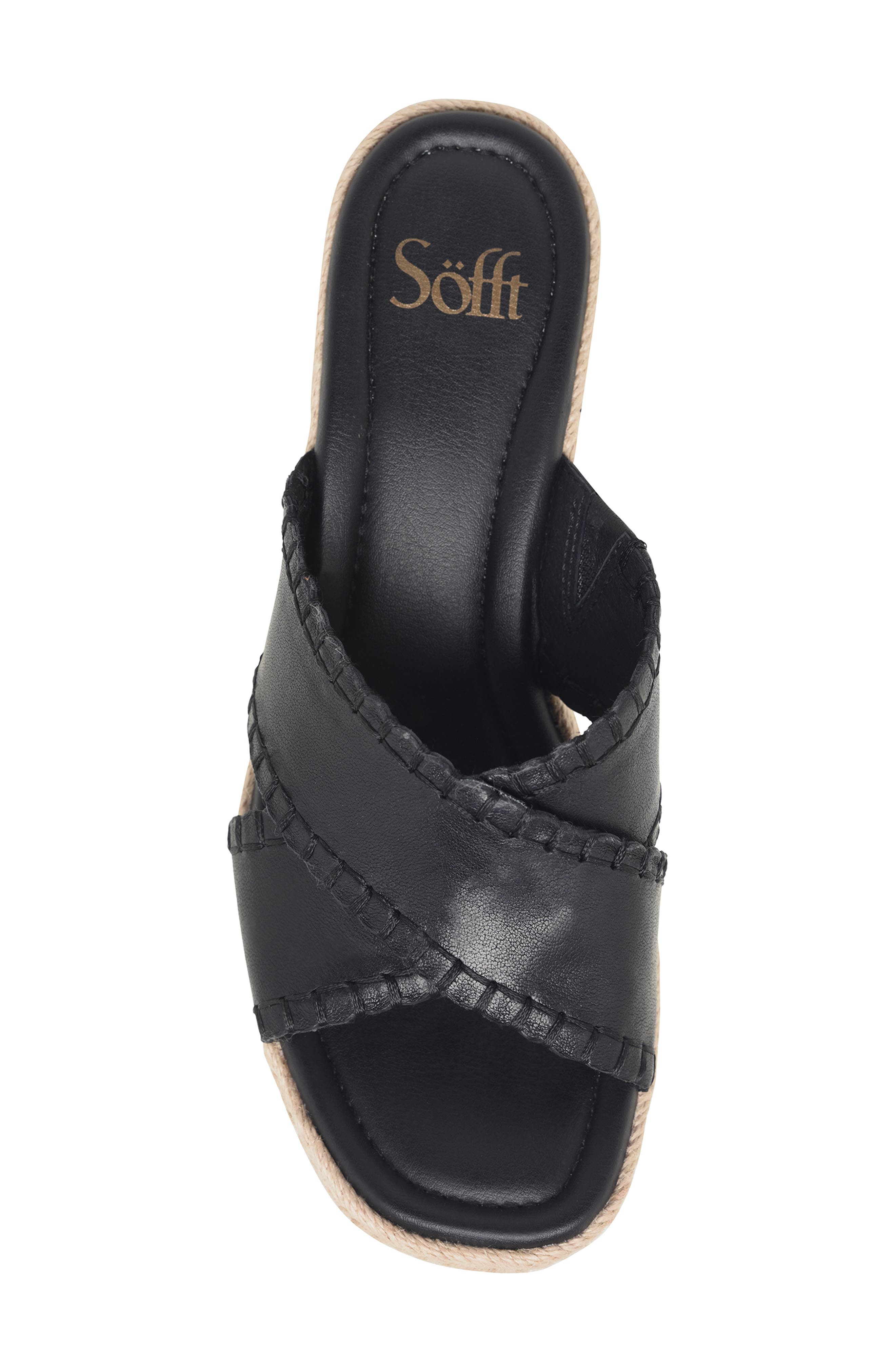 Söfft Indie Espadrille Platform Wedge Slide Sandal, Alternate, color, Black