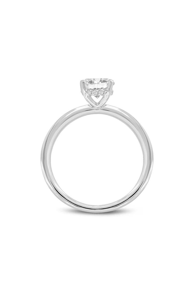 Anastasia 14K Gold Oval Cut Solitaire Hidden Halo Ring - 1.55 Ct, Alternate, color, 14K White Gold
