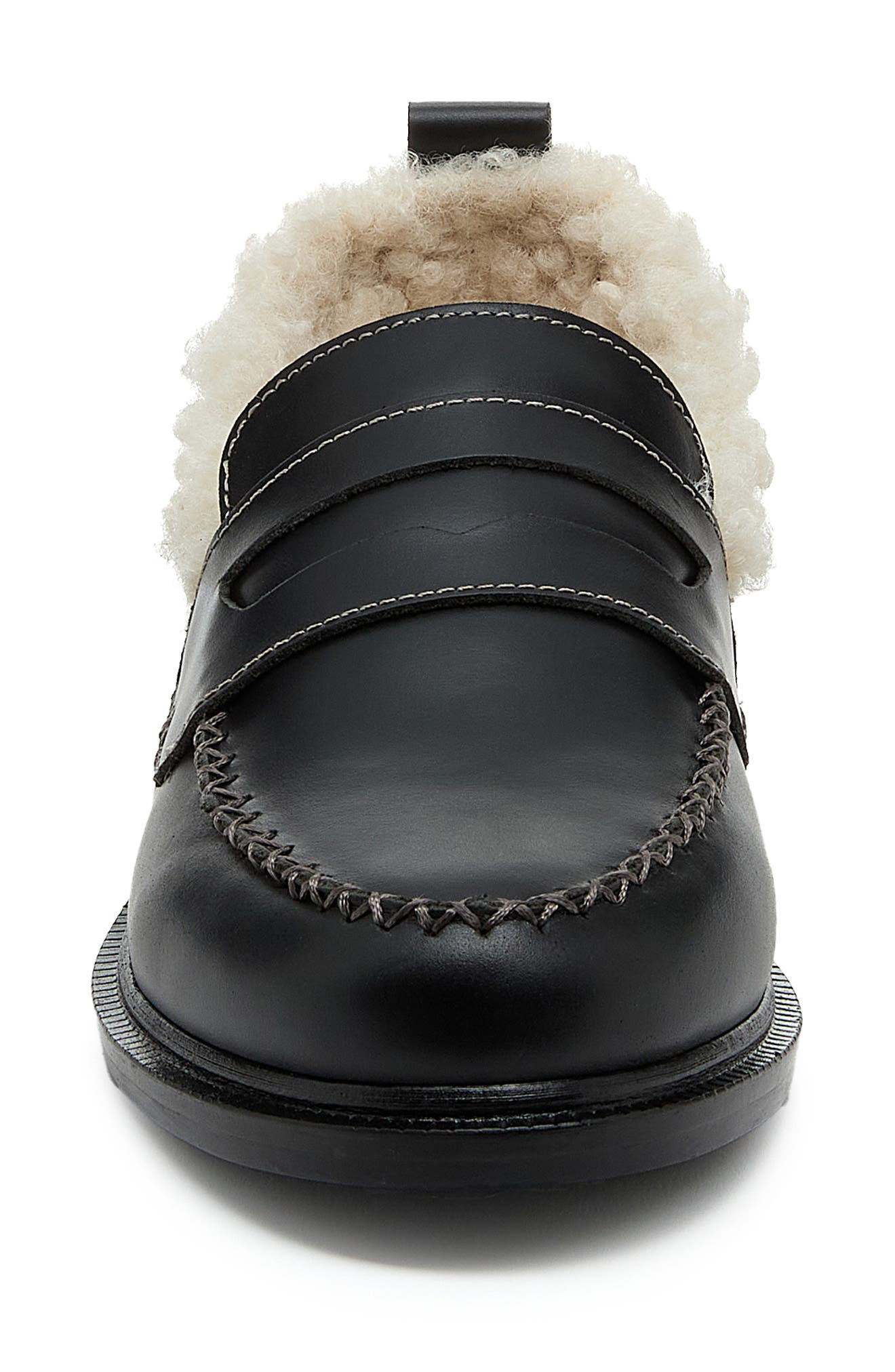 Kelsi Dagger Brooklyn Lens Faux Shearling Lined Loafer, Alternate, color, Black
